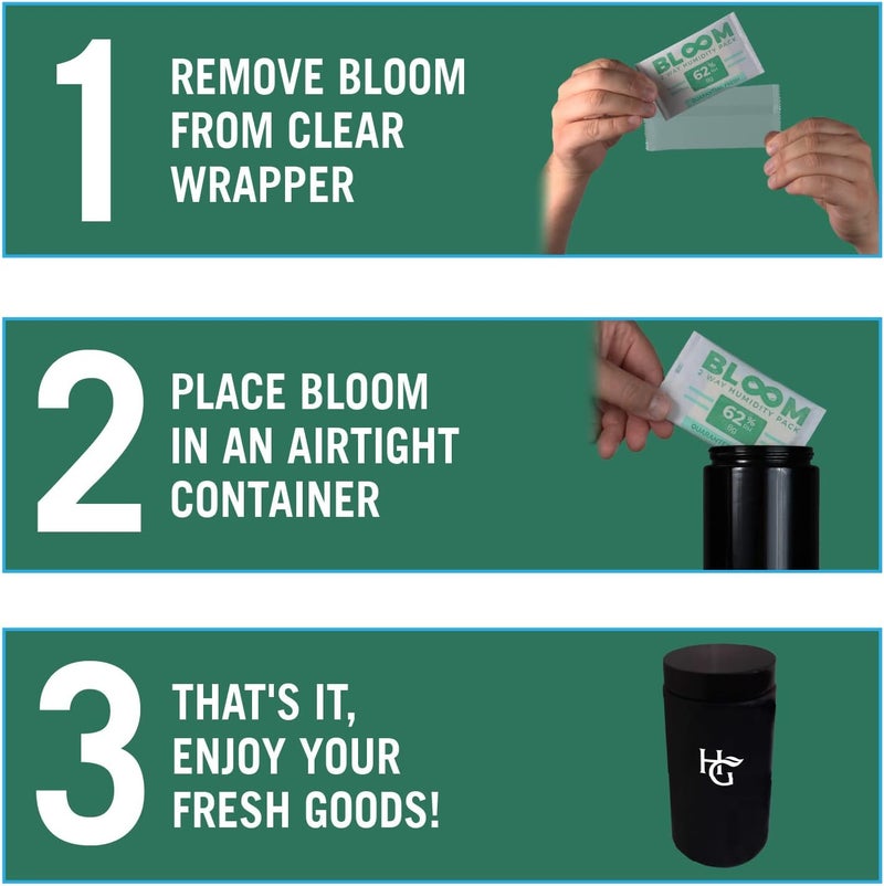 Herb Guard Bloom 62% Humidity Packs by (10 Pack) - 8g Guaranteed to Keep Up to 1 Ounce Fresh for Months & Revive Dry Contents Back to Life - Image 2